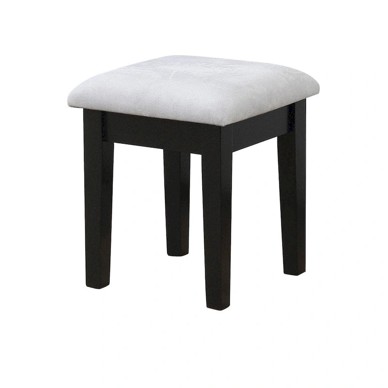 Coiffeuse contemporaine en bois massif Quol avec tiroir, miroir et tabouret