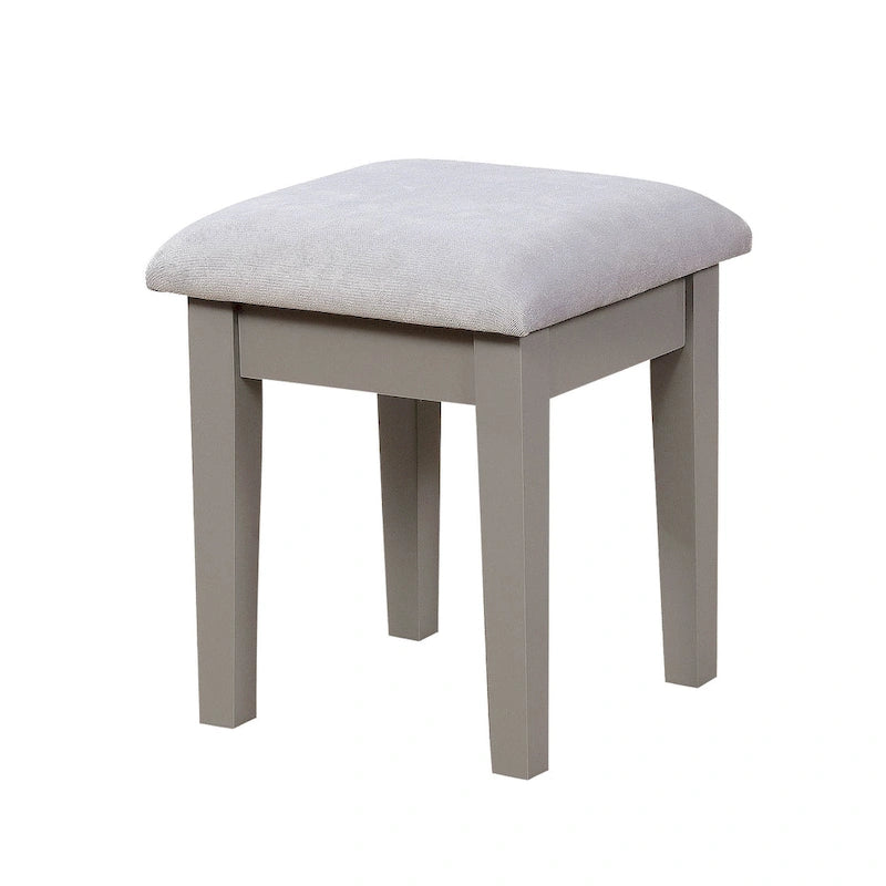 Coiffeuse contemporaine en bois massif Quol avec tiroir, miroir et tabouret