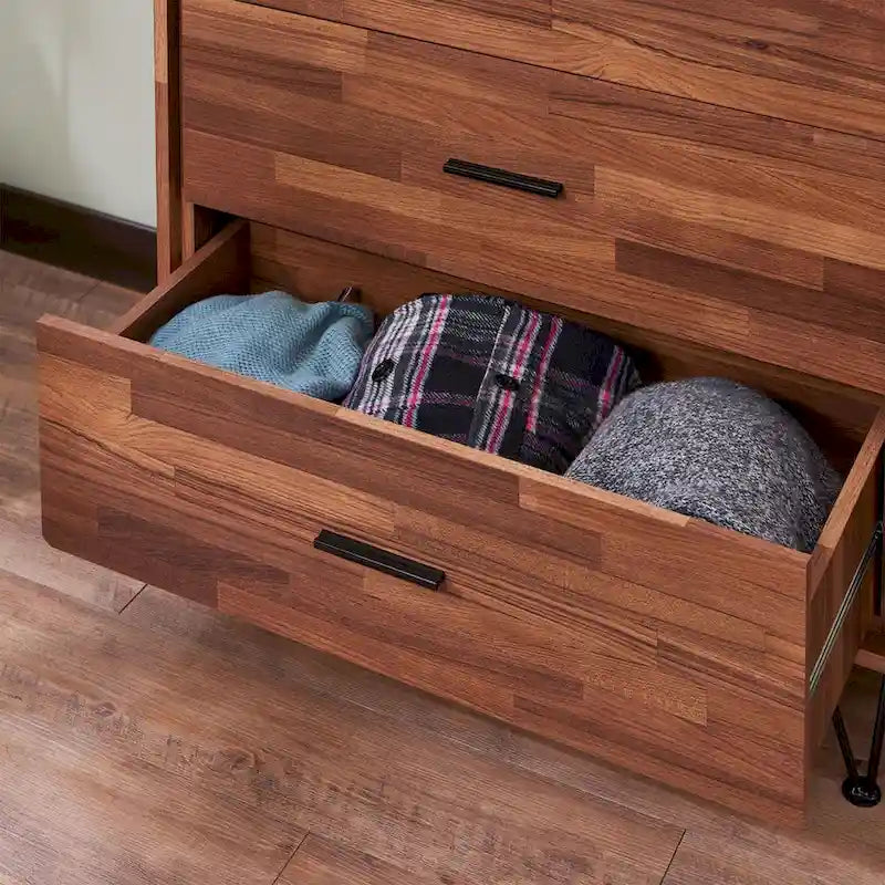 Commode 5 tiroirs CUSchoice coloris noyer