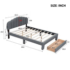 Lit plateforme tapissé de taille Queen avec tiroir
