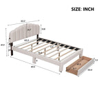 Lit plateforme tapissé de taille Queen avec tiroir