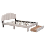 Lit plateforme tapissé de taille Queen avec tiroir