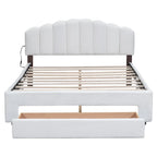 Lit plateforme tapissé de taille Queen avec tiroir