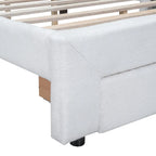 Lit plateforme tapissé de taille Queen avec tiroir