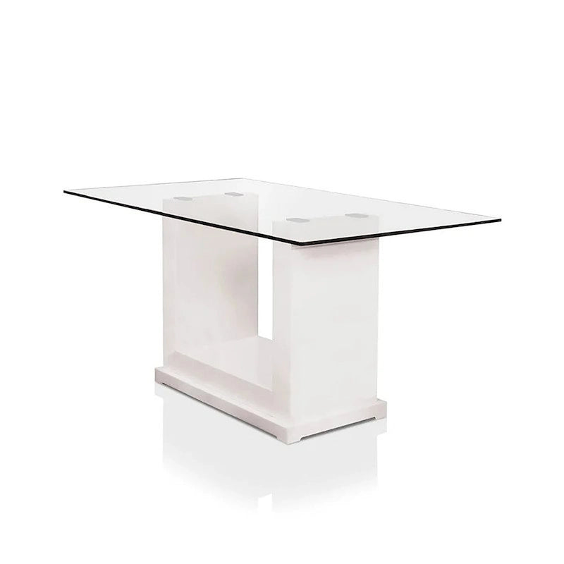 Table de salle à manger Benton contemporaine à plateau en verre avec 6 chaises
