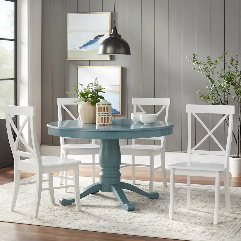 Table de salle à manger avec piédestal Arianna et chaises (5 pièces)