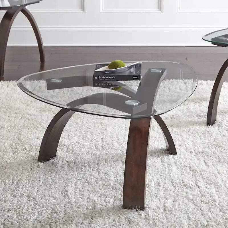 Table d'appoint Perrin contemporaine à plateau en verre (3 pièces)