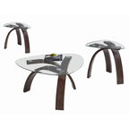 Table d'appoint Perrin contemporaine à plateau en verre (3 pièces)