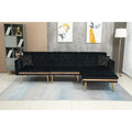 Canapé d'angle en L capitonné en polyester avec pouf convertible en lit