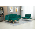 Canapé d'angle en L capitonné en polyester avec pouf convertible en lit