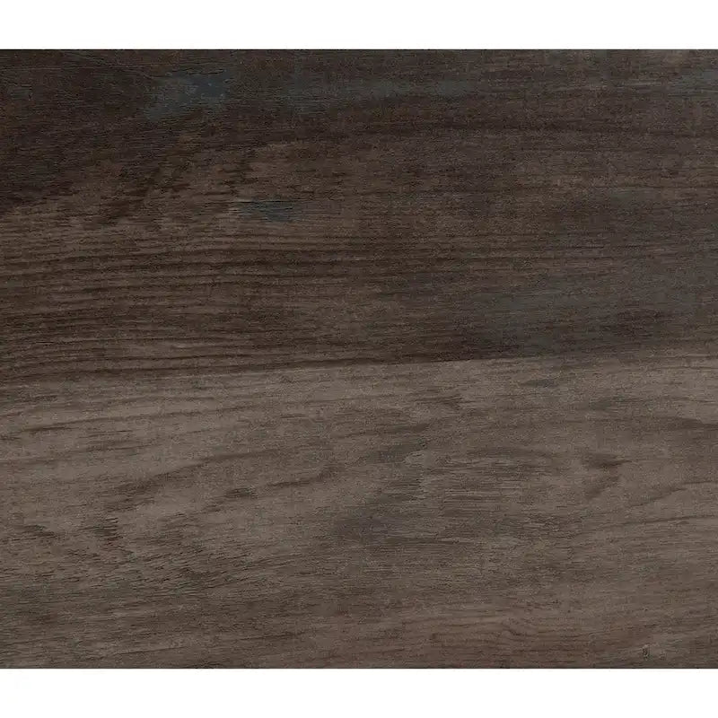 Table d'appoint hexagonale avec plateau finition bois foncé et base en métal