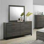 Ensemble de chambre à coucher Lippmann en bois, fini gris antique, format grand lit, de Carbon Loft