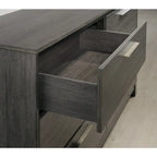 Ensemble de chambre à coucher Lippmann en bois, fini gris antique, format grand lit, de Carbon Loft