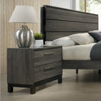 Ensemble de chambre à coucher Lippmann en bois, fini gris antique, format grand lit, de Carbon Loft