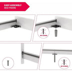 Cadre de lit Mixoy avec lumières LED RVB intelligentes, tête de lit capitonnée, plateforme recouverte de tissu PVC, sommier tapissier non requis