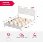Cadre de lit Mixoy avec lumières LED RVB intelligentes, tête de lit capitonnée, plateforme recouverte de tissu PVC, sommier tapissier non requis