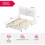 Cadre de lit Mixoy avec lumières LED RVB intelligentes, tête de lit capitonnée, plateforme recouverte de tissu PVC, sommier tapissier non requis