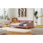 Lit de repos rembourré pleine grandeur avec 4 pieds de support, rose