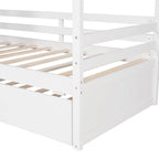 Lit cabane double en bois avec lit gigogne double (naturel)