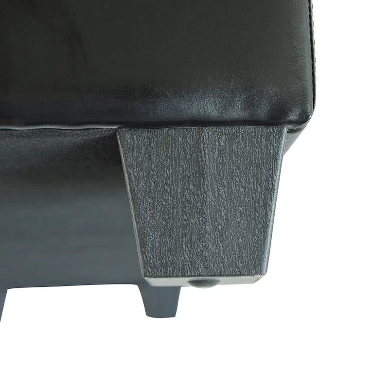 Banc de rangement ottoman Porch & Den Pickard en similicuir noir
