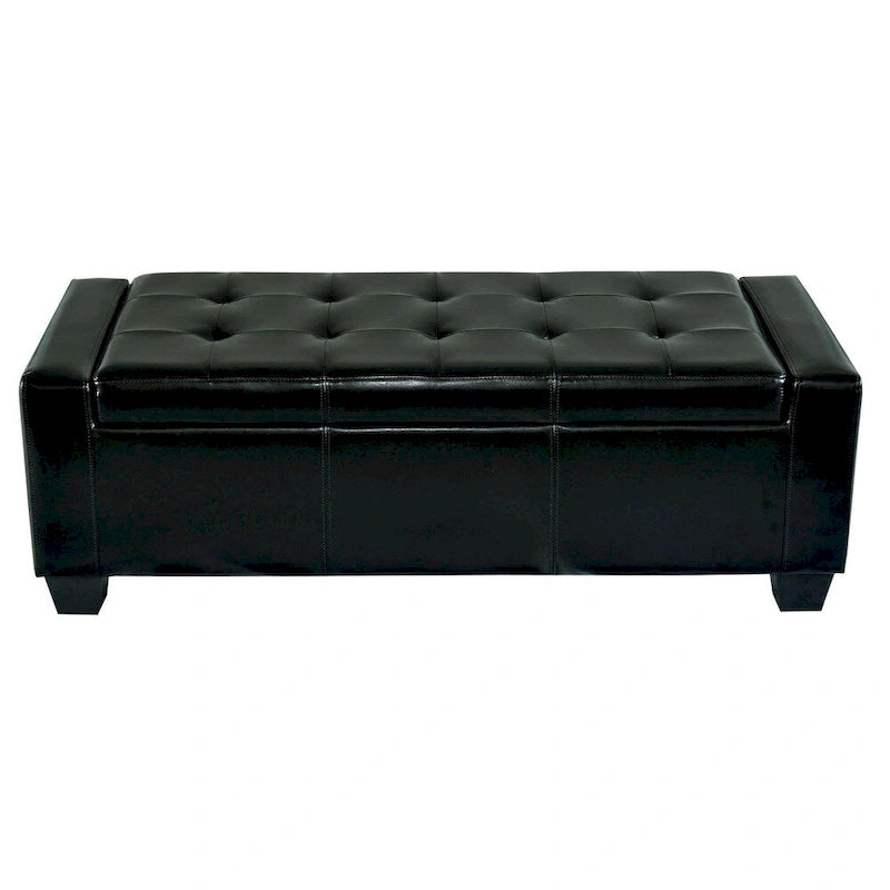 Banc de rangement ottoman Porch & Den Pickard en similicuir noir