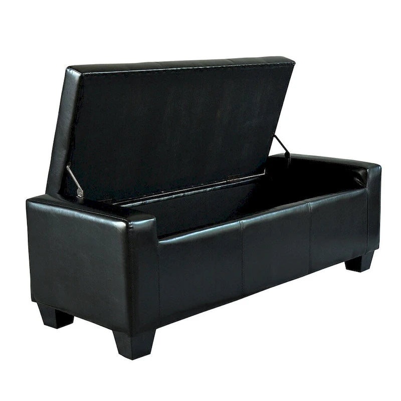 Banc de rangement ottoman Porch & Den Pickard en similicuir noir