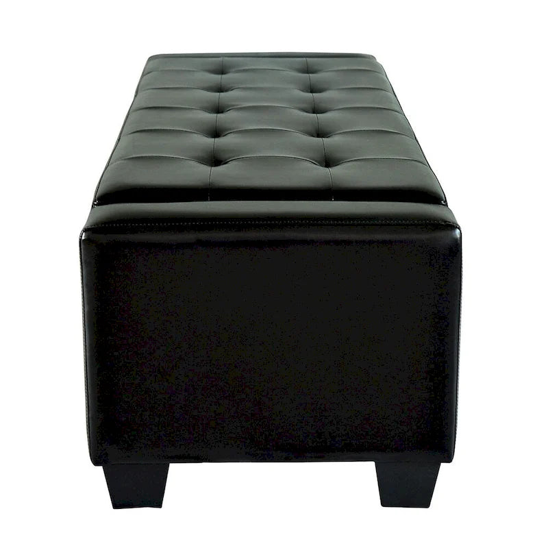 Banc de rangement ottoman Porch & Den Pickard en similicuir noir