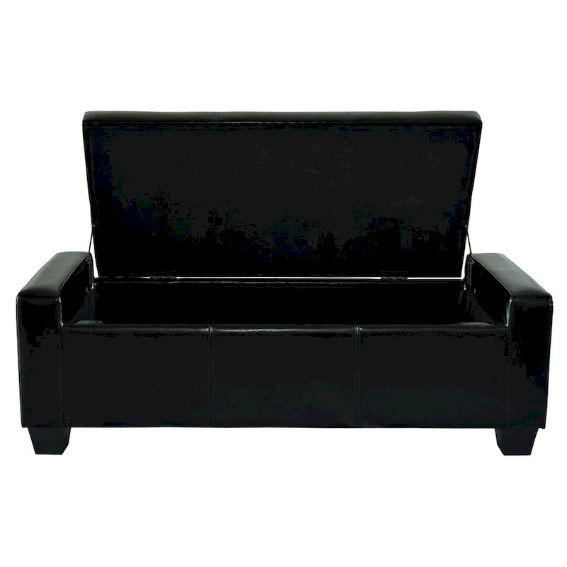Banc de rangement ottoman Porch & Den Pickard en similicuir noir