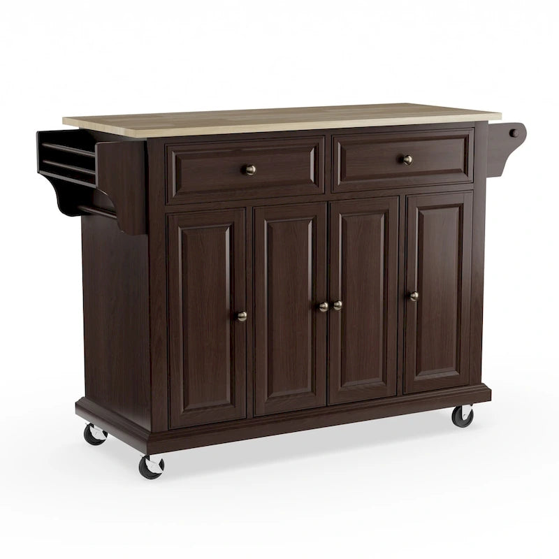 Desserte/îlot de cuisine Crosley en acajou massif – 45,7 P x 130,8 L x 91,4 H cm
