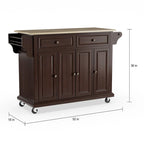 Desserte/îlot de cuisine Crosley en acajou massif – 45,7 P x 130,8 L x 91,4 H cm