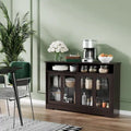 Buffet de cuisine moderne avec portes vitrées coulissantes, brun foncé
