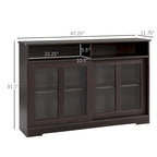 Buffet de cuisine moderne avec portes vitrées coulissantes, brun foncé