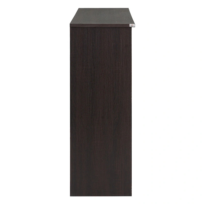 Buffet de cuisine moderne avec portes vitrées coulissantes, brun foncé
