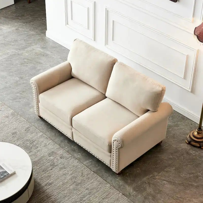 Canapé de rangement en tissu de lin (beige)