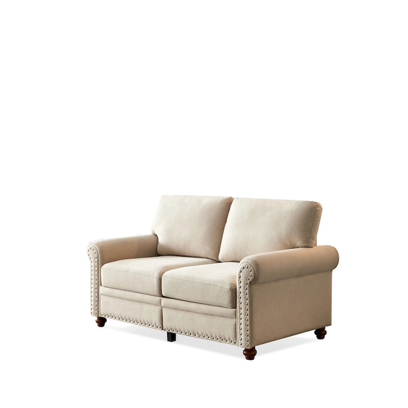 Canapé de rangement en tissu de lin (beige)