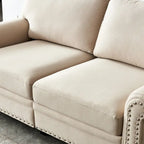Canapé de rangement en tissu de lin (beige)
