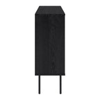 Bahut compact avec portes cannelées et pieds en métal, Noir