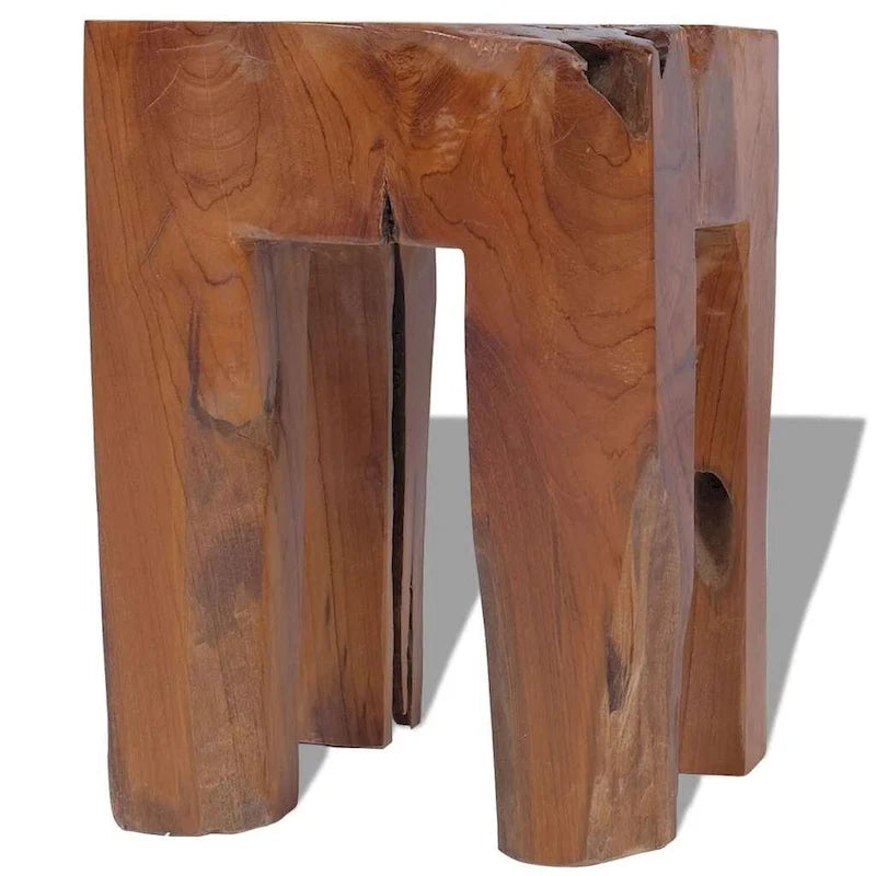 Tabouret en teck massif, petite table d'appoint, marron - 11,8 x 11,8 x 15,7