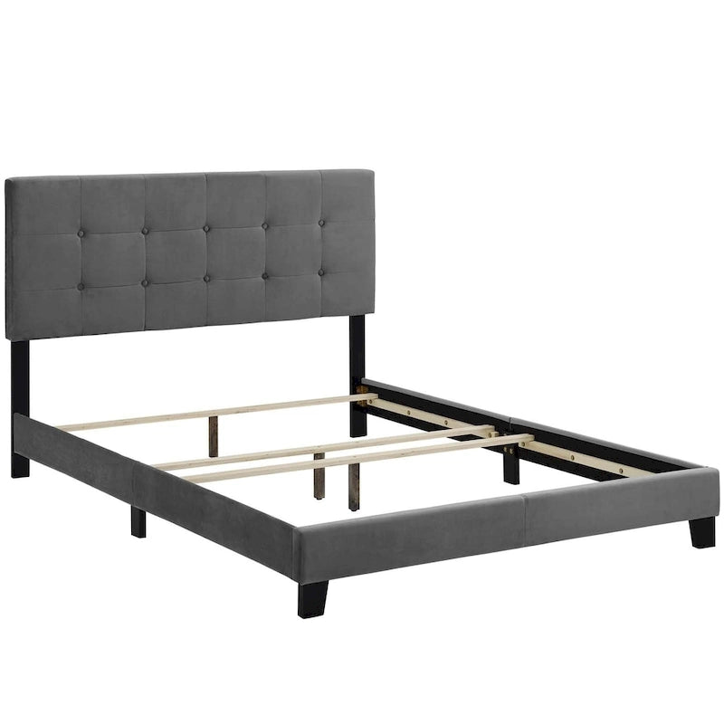 Lit Queen-size en velours rembourré Copper Grove Belimanastir