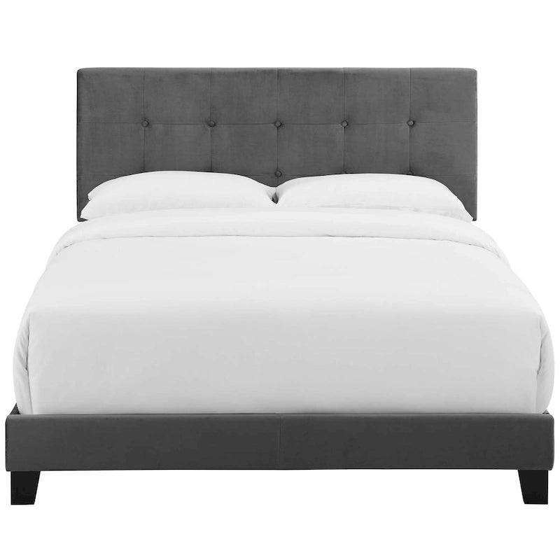 Lit Queen-size en velours rembourré Copper Grove Belimanastir