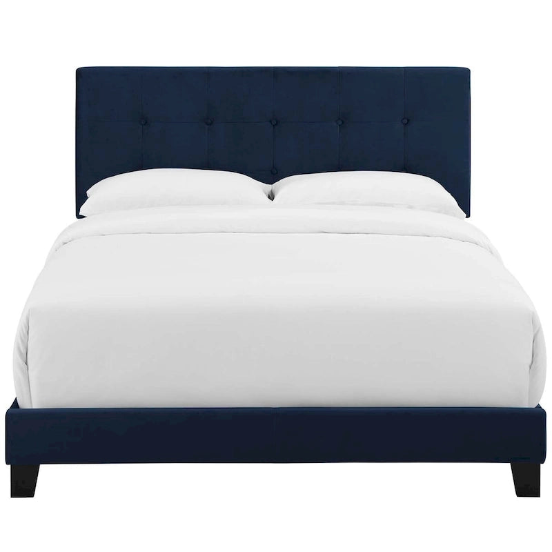 Lit Queen-size en velours rembourré Copper Grove Belimanastir