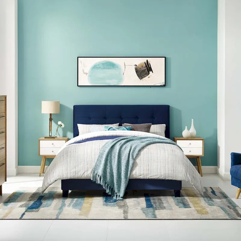 Lit Queen-size en velours rembourré Copper Grove Belimanastir