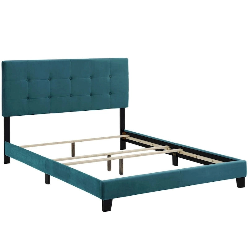 Lit Queen-size en velours rembourré Copper Grove Belimanastir