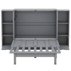 Lit escamotable Queen Size avec étagères, tiroirs et ports USB