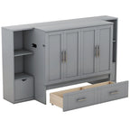 Lit escamotable Queen Size avec étagères, tiroirs et ports USB
