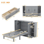 Lit escamotable Queen Size avec étagères, tiroirs et ports USB