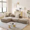 Canapé modulable en forme de L, revêtu de velours côtelé, avec méridienne, pouf et 3 coussins