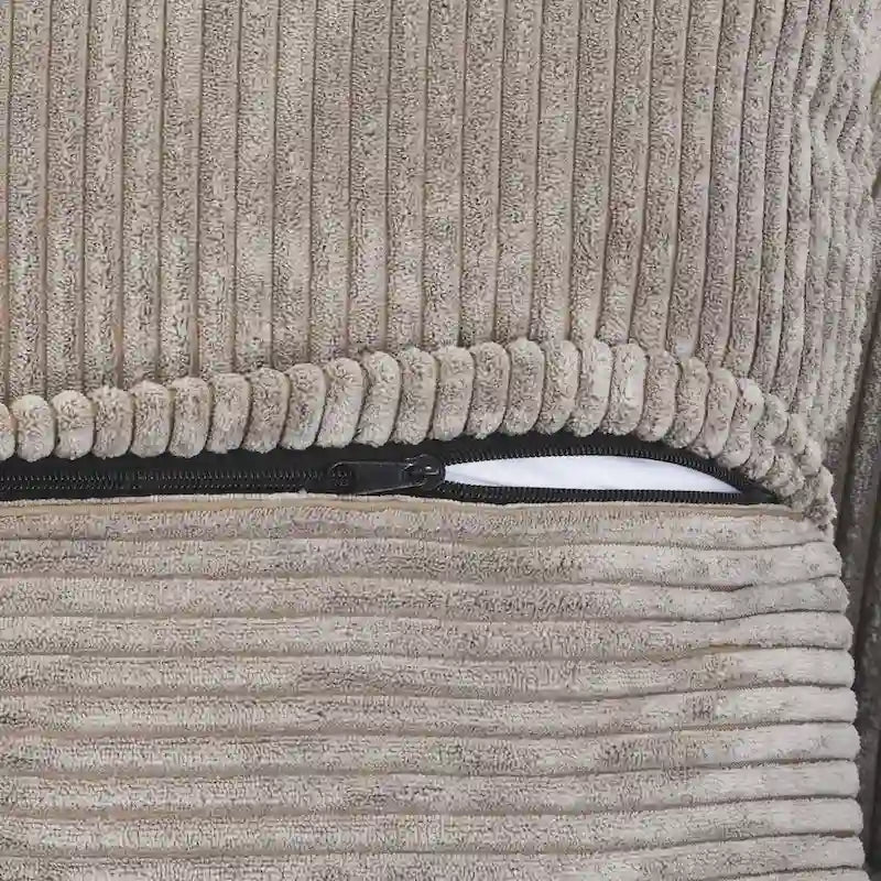 Canapé modulable en forme de L, revêtu de velours côtelé, avec méridienne, pouf et 3 coussins