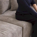 Canapé modulable en forme de L, revêtu de velours côtelé, avec méridienne, pouf et 3 coussins