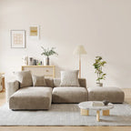 Canapé modulable en forme de L, revêtu de velours côtelé, avec méridienne, pouf et 3 coussins